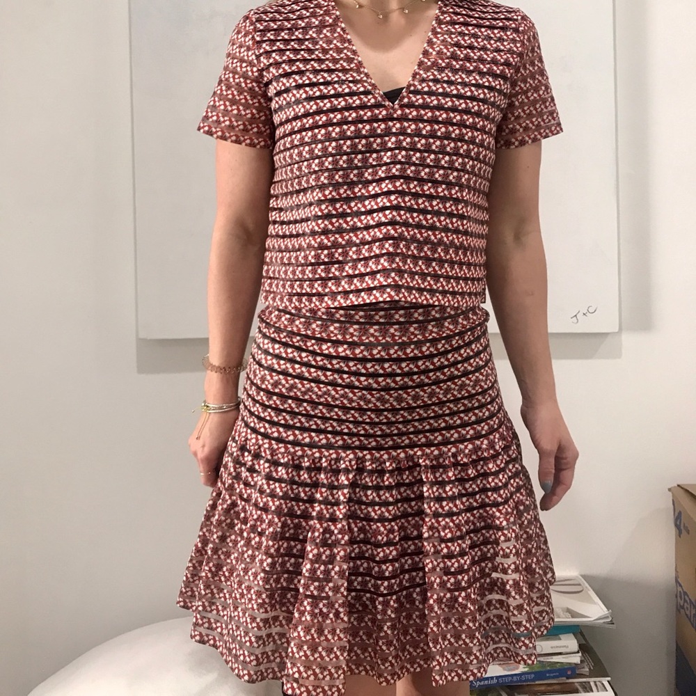 Maje Red and White Patterned Dress